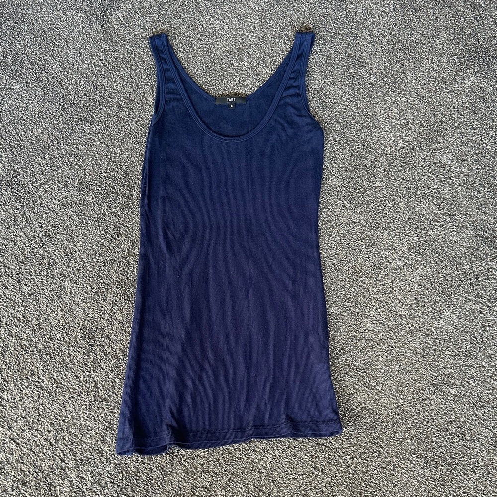 Tart Deep Navy Ribbed Scoop Tank